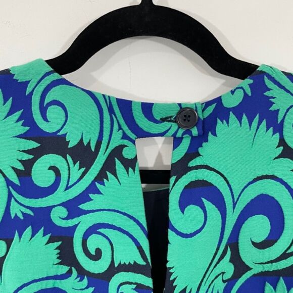 J.Crew Size 2 Mini Dress Blue Vineyard Jacquard Sleeveless A-Line - Picture 5 of 10